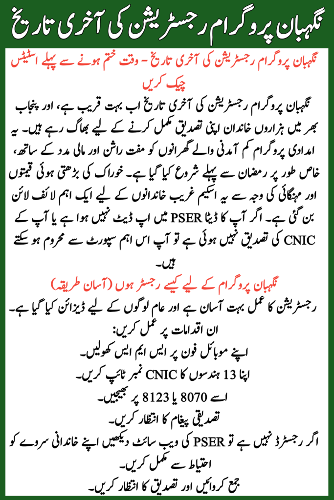 Last Date for Nigehban Program Registration